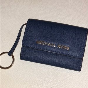 Navy Michael Kors Card Holder/Keychain